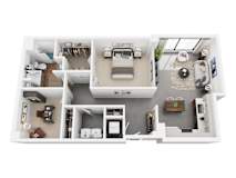 The Minafer with Den – 1-bedroom plus den loft Cole Motor Indianapolis | home office, 1,021 sq ft