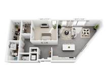 The Ornaby with Den – 1,080 sq ft 1-bedroom plus den loft Cole Motor Indianapolis | home office