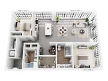 The Welles with Den – 1,403 sq ft 2-bedroom plus den loft Cole Motor Indianapolis | largest North layouts