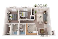 a floor plan of a 3 bedroom apartment
