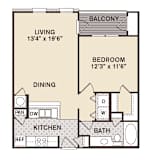 1 bed 1 bath Canal Street Floor Plan at Providence at Old Meridian, Carmel, IN