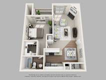 1 Bed 1 Bath Floor Plan at Canter Chase Apartments, Louisville, KY, 40242, 725 Sq. Ft.