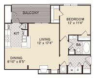 1 bed 1 bath French Quarter Floor Plan at Providence at Old Meridian, Carmel, 46032