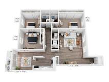 The Brannigan Level 1 Floorplan at Governor Square Apartments, Indiana
