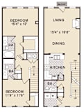 2 bed 2 bath Lincoln Park Floor Plan at Providence at Old Meridian, Indiana, 46032
