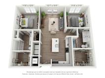 bedroom floor plan an in 2d at Muse Carmel in Carmel, IN