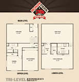 2 Bedroom Tri-Level Floor Plan at Monon Living, Indianapolis, IN