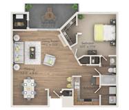 1Bedroom 1Bath Floor Plan at Altitude at Blue Ash, Blue Ash, Ohio