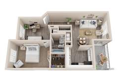 1 bed 1 bath Cottonwood floor plan, 815 Sq. Ft. at The Winds at Poplar Creek, IL, 60194