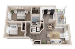 2 bed 1 bath A Tamarak floor plan, 850 Sq. Ft. at The Winds at Poplar Creek, 1900 Windsong Drive, IL