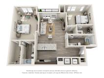 2 bedroom 2 bathroom Siltstone Floorplan Image at Whetstone Flats, Tennessee, 1240 Sq. Ft.