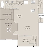 a floor plan of a home at Center Point Apartments, Indianapolis, 46214