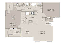 a floor plan of a home at Center Point Apartments, Indianapolis, 46214