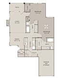 a floor plan of a two bedroom apartment with a garage and a balcony