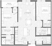 A floor plan of a house with labeled rooms and dimensions.