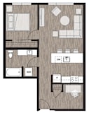 1 bed 1 bath floor plan Gat Riverfront Everett, Everett, Washington