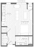 A floor plan of a French Balcony apartment layout.