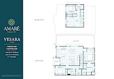 A floor plan for the Amare Santa Fe Vesara shows a first and second floor layout with labeled rooms.