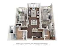 a 3d floor plan of a 1 bedroom apartment