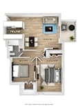 floor plan of a renovated 2 bedroom apartment at babcock tower