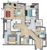 2 Bedroom floor plan- Munroe Place in Quincy, MA