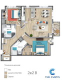 Two bedroom two bathroom floor plan