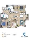 Three bedroom two bathroom floor plan