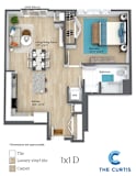 One bedroom one bathroom floor plan