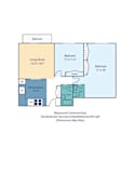 a floor plan of two bedroom one and a half bathroom apt