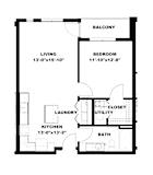Hot Metal Flats A3 floorplan, Hot Metal Flats apartments, Pittsburgh, PA