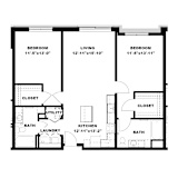 Hot Metal Flats B1 Floorplan, Hot Metal Flats apartments, Pittsburgh, PA