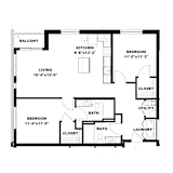 Hot Metal Flats B2 floorplan, Hot Metal Flats apartments, Pittsburgh, PA