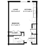 Hot Metal Flats E1 floorplan, Hot Metal Flats apartments, Pittsburgh, PA