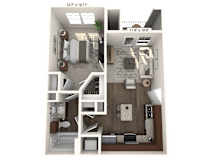 A 10x12 room layout with a living room, kitchen, and bathroom.