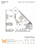 1 Bedroom 1 Bathroom Floor Plan at The Monarch, New Jersey