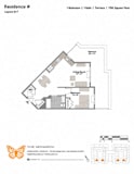 Layout D-T 1 Bedroom 1 Bathroom Floor Plan at The Monarch, East Rutherford, NJ