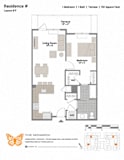 Layout E-T 1 Bed 1 Bath Floor Plan at The Monarch, East Rutherford, New Jersey