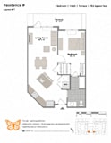 Layout H-T 1 Bedroom 1 Bathroom Floor Plan at The Monarch, East Rutherford, 07073