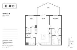 2 bed 2 bath floor plan at 100 House Apartments, Jersey City , 07310