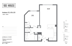 1 bed 1 bath floor plan H at 100 House Apartments, Jersey City , 07310