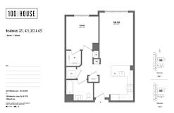 1 bed 1 bath floor plan J at 100 House Apartments, New Jersey, 07310