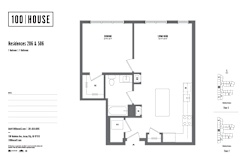 1 bed 1 bath floor plan K at 100 House Apartments, Jersey City , NJ, 07310