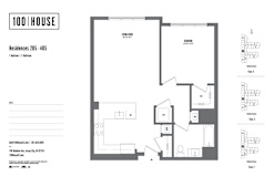 1 bed 1 bath floor plan U at 100 House Apartments, Jersey City , New Jersey