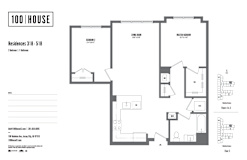 2 bed 2 bath floor plan A at 100 House Apartments, Jersey City , 07310