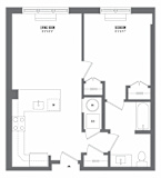 1 bedroom 1 bathroom Floor plan B at The Enclave, New Jersey