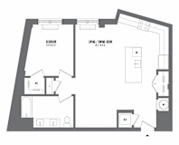 1 bedroom 1 bathroom Floor plan T at The Enclave, Jersey City, New Jersey