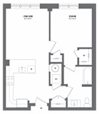 1 bedroom 1 bathroom Floor plan D at The Enclave, Jersey City, NJ, 07310