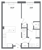 1 bedroom 1 bathroom Floor plan E at The Enclave, Jersey City