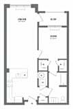 1 bedroom 1 bathroom Floor plan Q at The Enclave, Jersey City, NJ