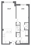 1 bedroom 1 bathroom Floor plan W at The Enclave, Jersey City